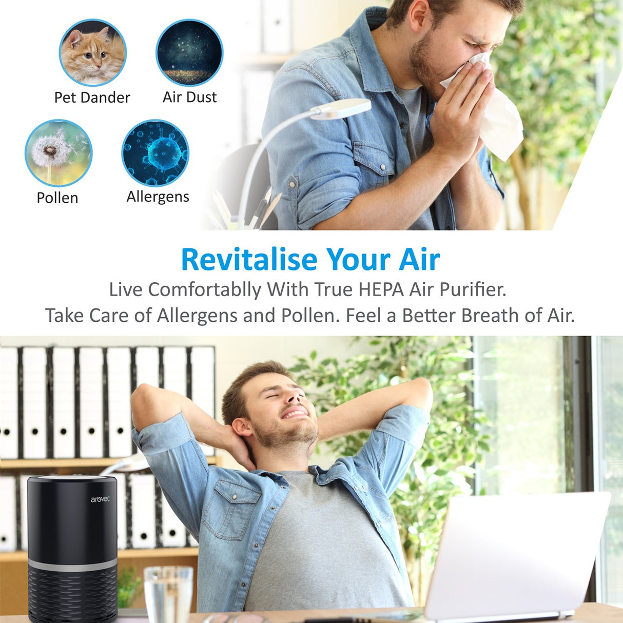 AROVEC True HEPA Air Purifier, AV-P152B