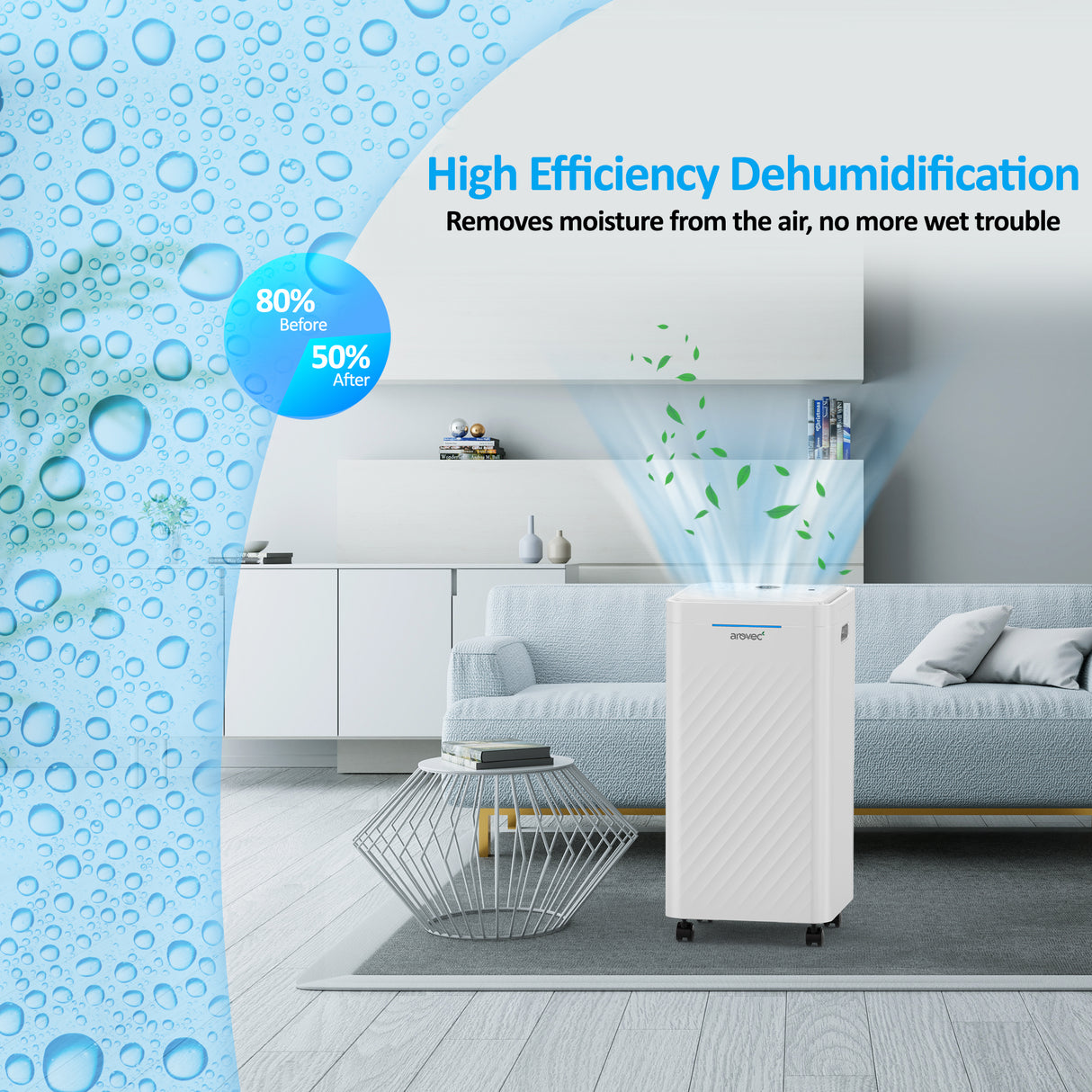 AROVEC Smart Dehumidifier & Air Purifier 2-in-1 Functionality, AroDry-P10