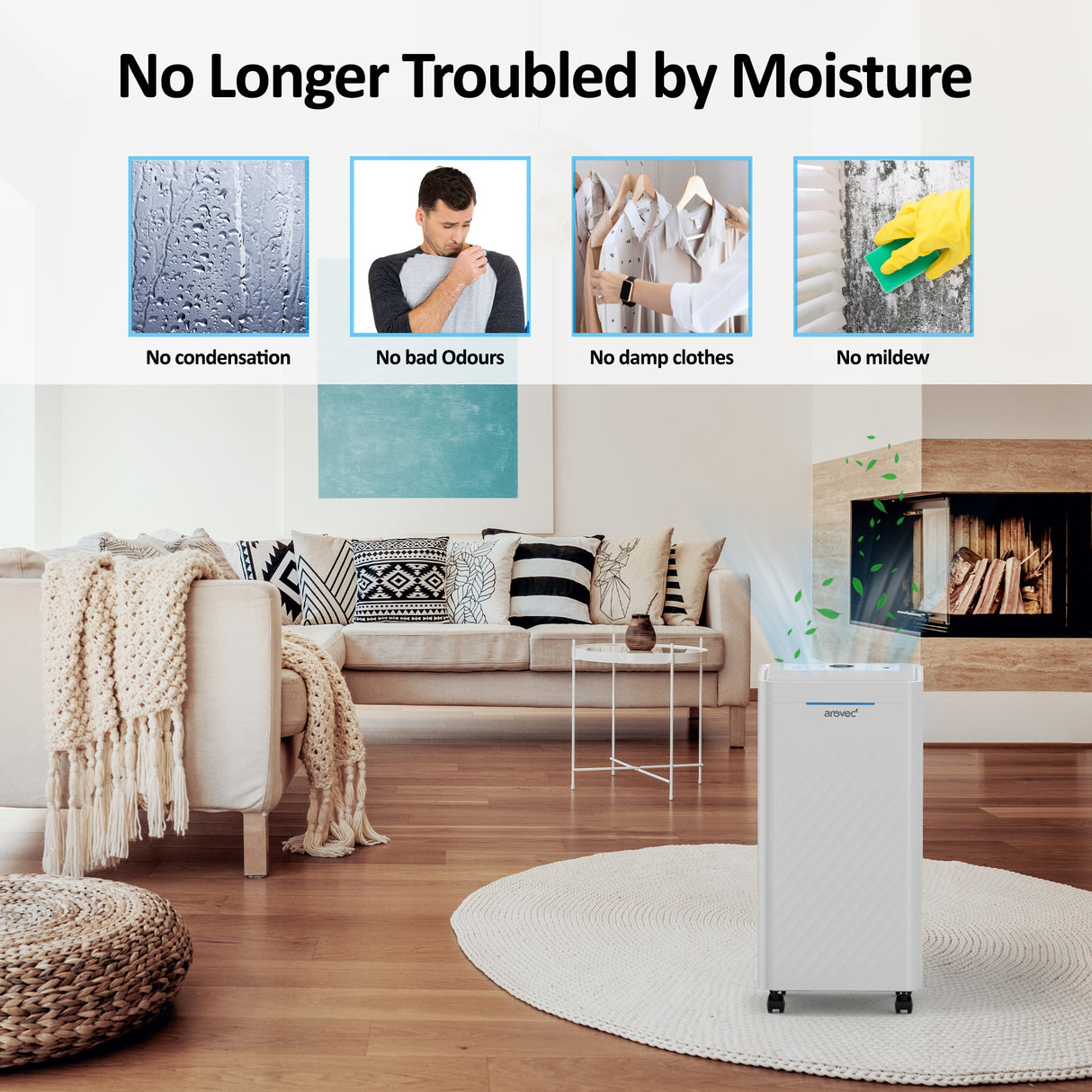 AROVEC Smart Dehumidifier & Air Purifier 2-in-1 Functionality, AroDry-P10